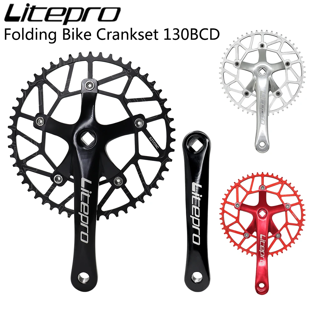 

Litepro Folding Bicycle Crankset 170MM Crank Length 48/50/52/54/56/58T Chainring Single Disc Square Hole Crank Sprocket