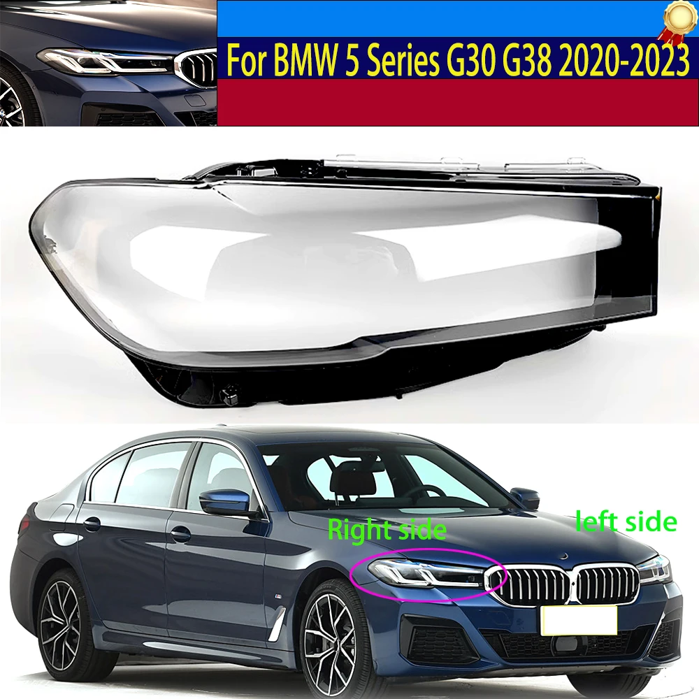 Image of Für BMW 5er G30 G38 2020-2023 Auto Front Scheinwerfer Shell Transparente Abdeckung Scheinwerfer Plexiglas Ersetzen Original Lampenschirm
