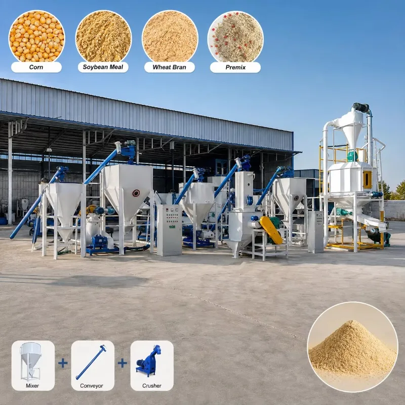 Animal Powder Feed Processing Line Complete Dust Proof Production Line Working Environment During Animal Feed Powder Processing