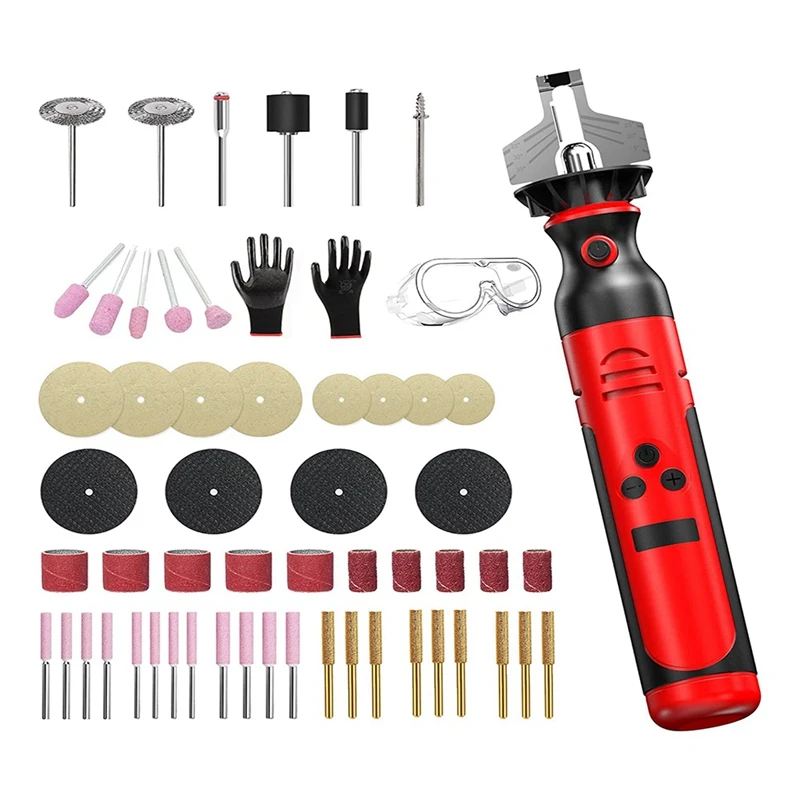 NEW-Chainsaw Sharpener Cordless, Electric Handheld Chainsaw Sharpening Kit,With 54Pcs Sharpening Wheels, Angle Attachment