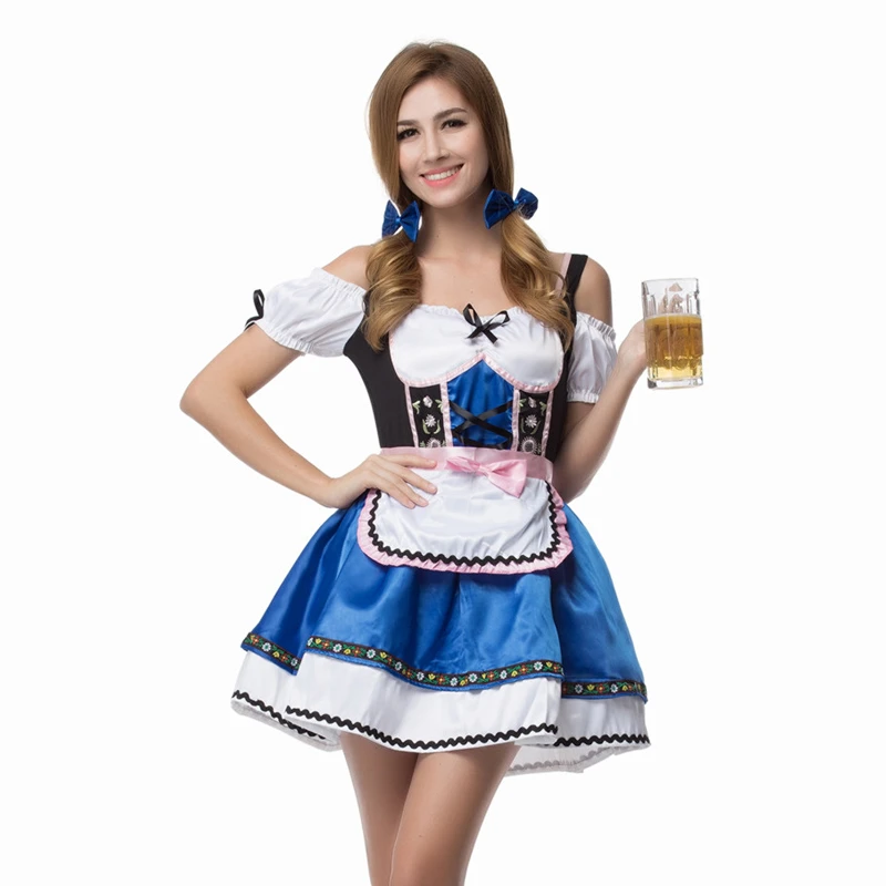 Ladies Traditional Oktoberfest Costume German Bavarian Dirndl Dress Beer Wench Costume