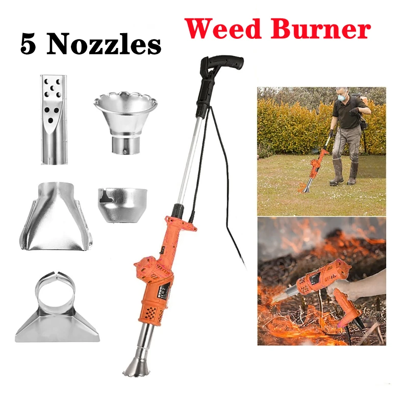 Electric Weed Burner 2000W Garden Weed Killer Thermal Weeding Stick Hot Air Weed Torch Kitchen Lighter BBQ Igniter Weeder Tool