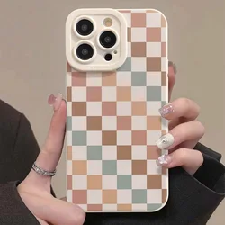 Vintage Colorful Plaid Painting Phone Case For Xiaomi Mi 14 13 12 14T 11Lite 12T 13T Poco M6 X6 F5 X3 X5 F6 X7 Pro 5G Back Cover