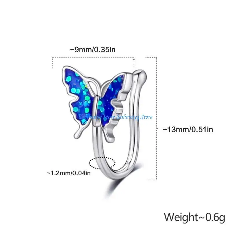 573B حلقة الأنف غير المثقوبة لطيفة لخاتم الأنف الفراشة للديكور #6