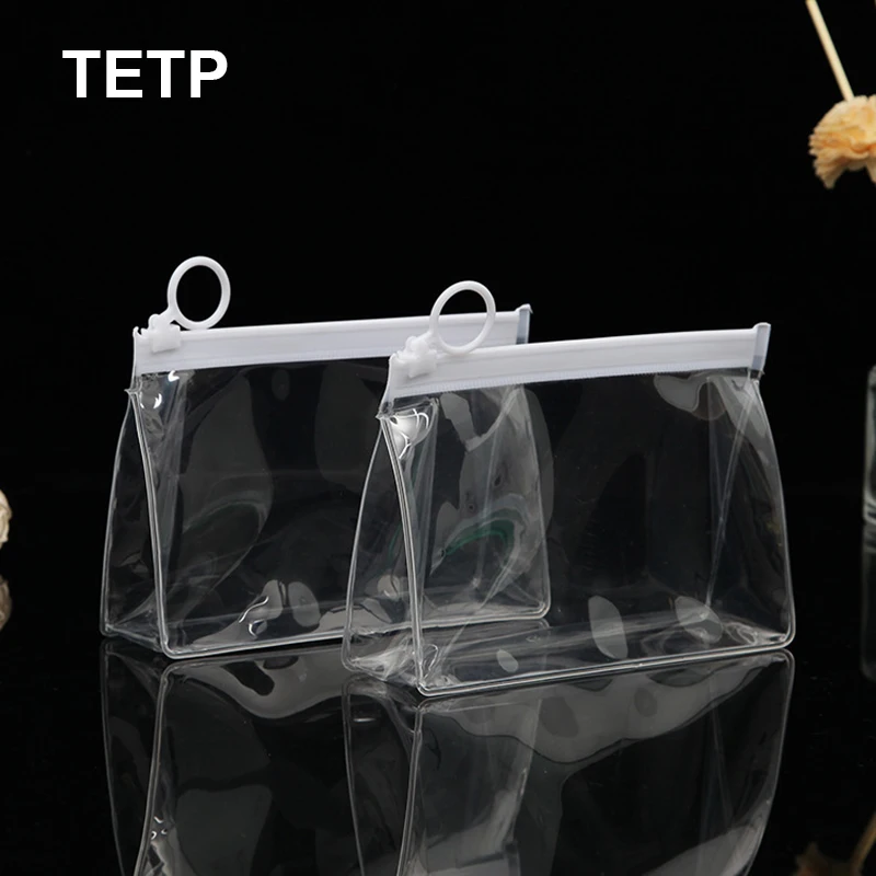 

TETP 2Pcs Transparent EVA Cosmetic Zipper Bag With Pull Ring Travel Makeup Brush Accessories Packaging Storage Display Favors