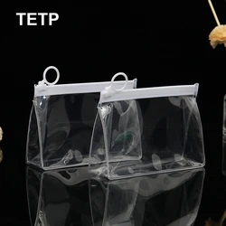 TETP 2Pcs Transparent EVA Cosmetic Zipper Bag With Pull Ring Travel Makeup Brush Accessories Packaging Storage Display Favors