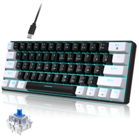 HXSJ V900 61-key Wired Mechanical Keyboard, Color Backlit ABS Keycaps, Red/Green Axis, 60% compact gaming keyboard for laptop