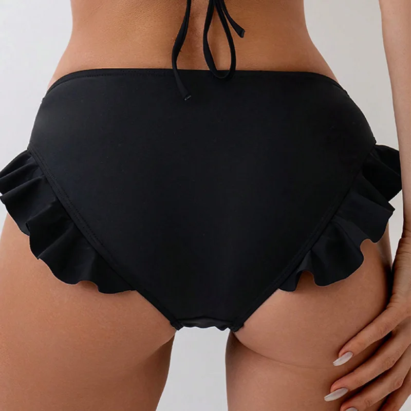 Sexiest Panties for Women Sexy Lingerie Layered Ruffle Trim Thong Beach Panty Swimsuit Bikini Bottoms Woman Clothing