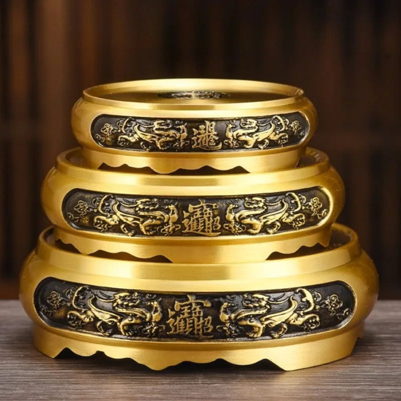 12CM Brass Pixiu  Base Ornament Fine Texture Carving Modeling Home Decoration Porch Study Tea Room Aromatherapy Base Prayer