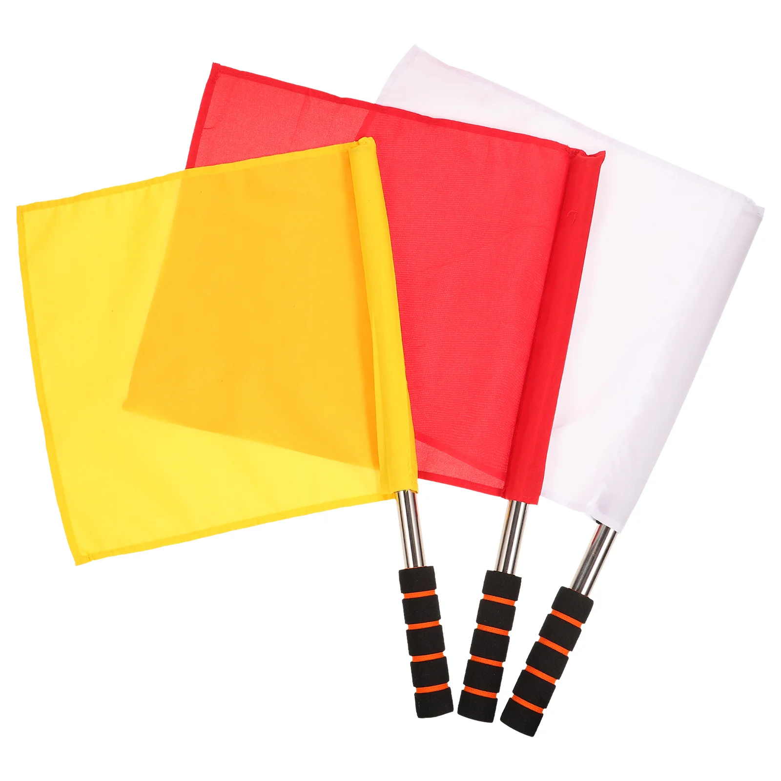 

3 Pcs Small Referee Flag Match Flags Stainless Steel Foam Cotton Conducting Waving