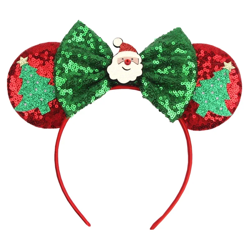 

*New Christmas Mouse Ears Headband Girls Hair Accessories Snowflake Festival Plaid Sequins Bows Women DIY Xmas Party Hairband