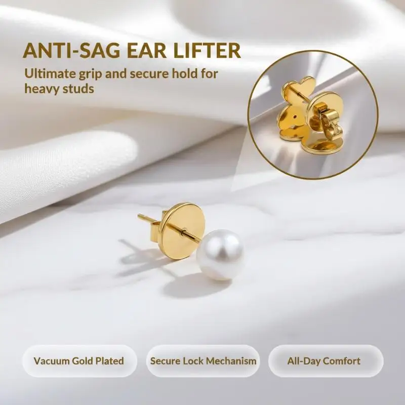 4Pcs Soft Heart-Shaped Locking Earring Backs Ear Lifter Support Secure Hold for Droopy Ears Women Everyday Use