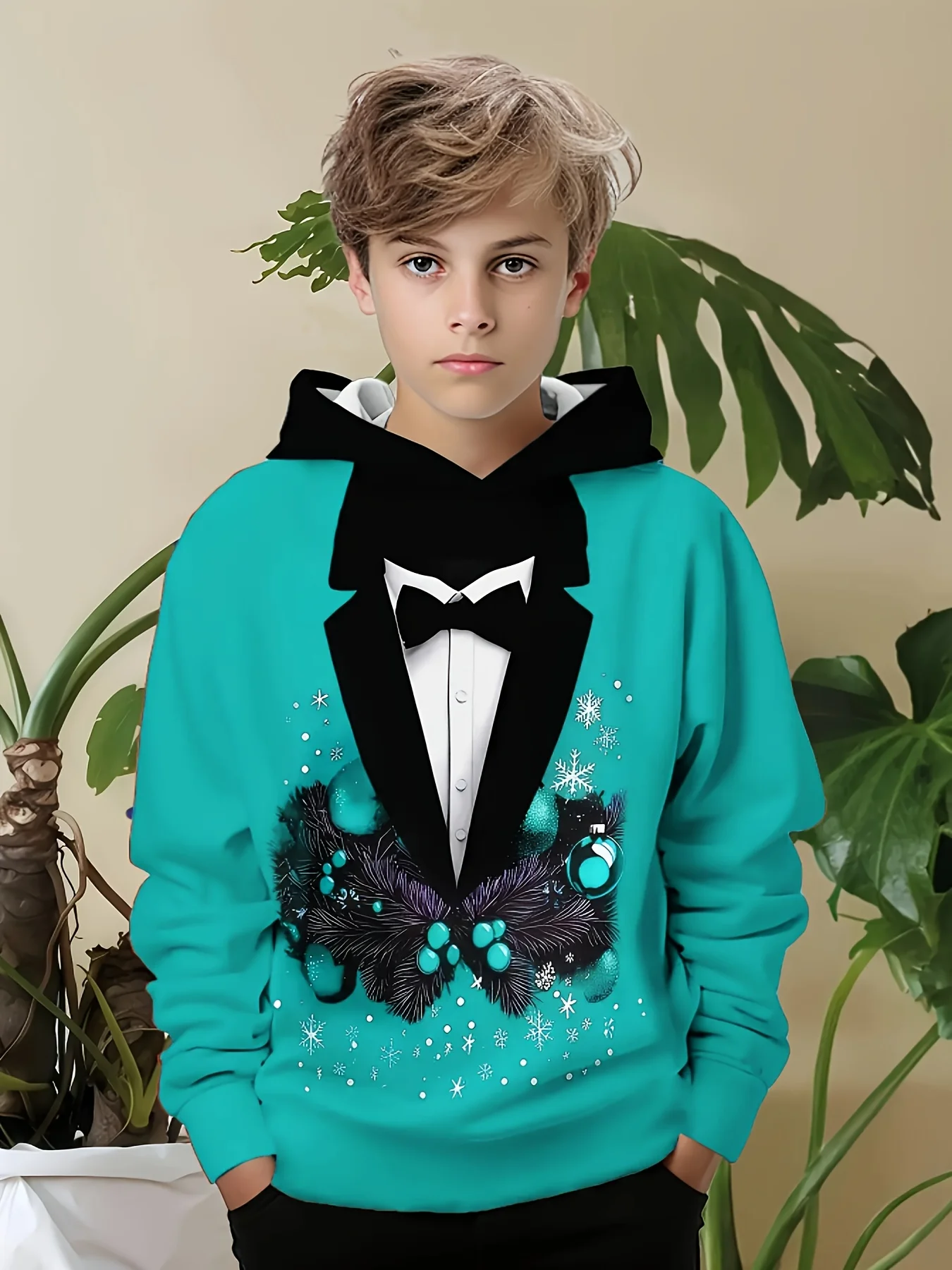 هوديي للأطفال على طراز الرجل المحترم |   بدلة عيد الميلاد طباعة السترة |   ملابس المهرجانات الجديدة للخريف والشتاء للأولاد ملابس يومية داخلية وخارجية #2