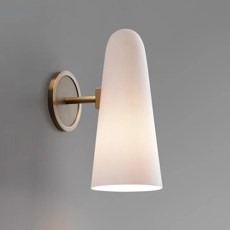 

Simple Milk Glass Wall Lamp Modern Bedroom Wall Sconces Bathroom Light Fixtures for Home Decor Dining Room Cafe Office Luminaire