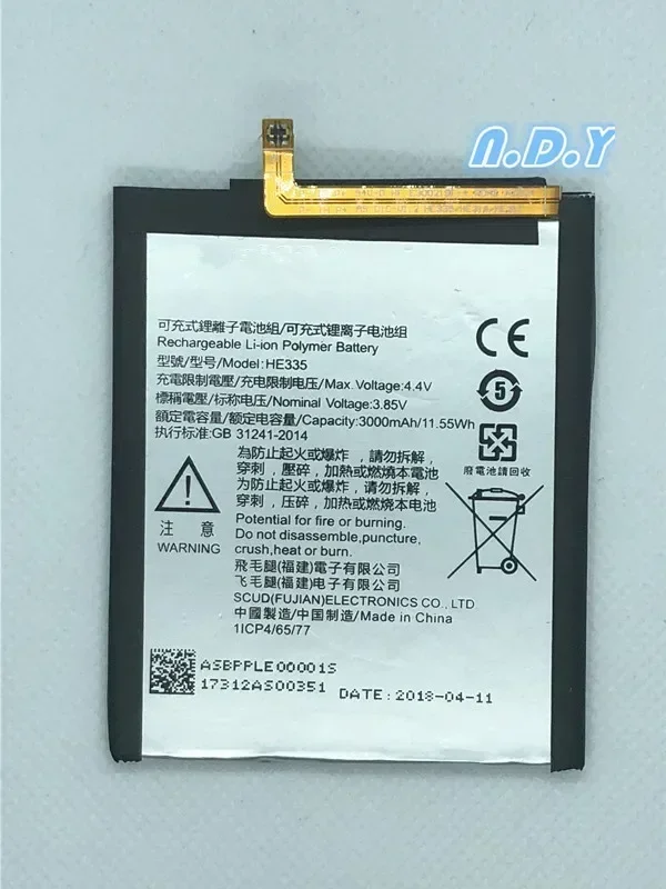 Original  HE335 3500mAh Battery For Nokia 6 nokia6 N6 TA-1000 TA-1003 TA-1021 TA-1025 TA-1033 TA-1039