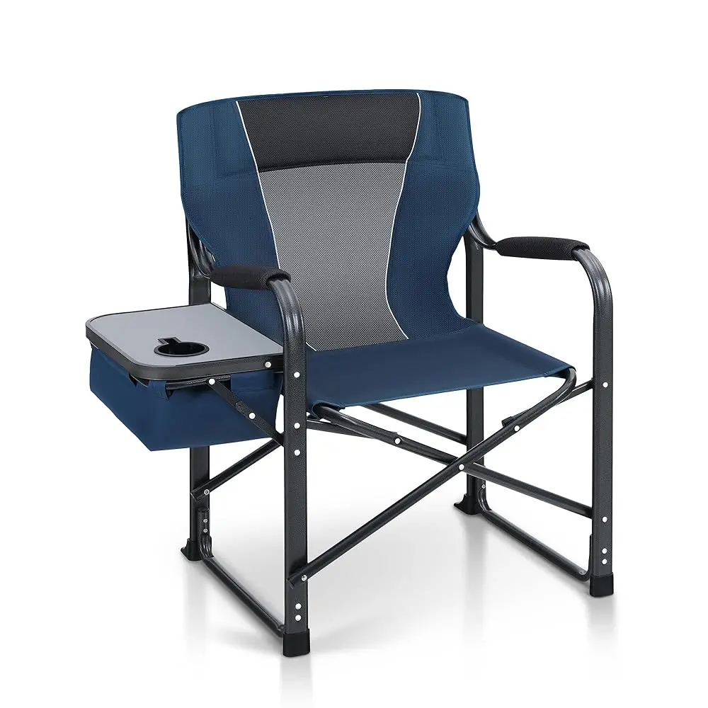 

Oversized Folding Director Chair Outdoor Heavy Duty Camping Chair With Side Table And Cooler Bag For Picnic, Hiking, Fishing,