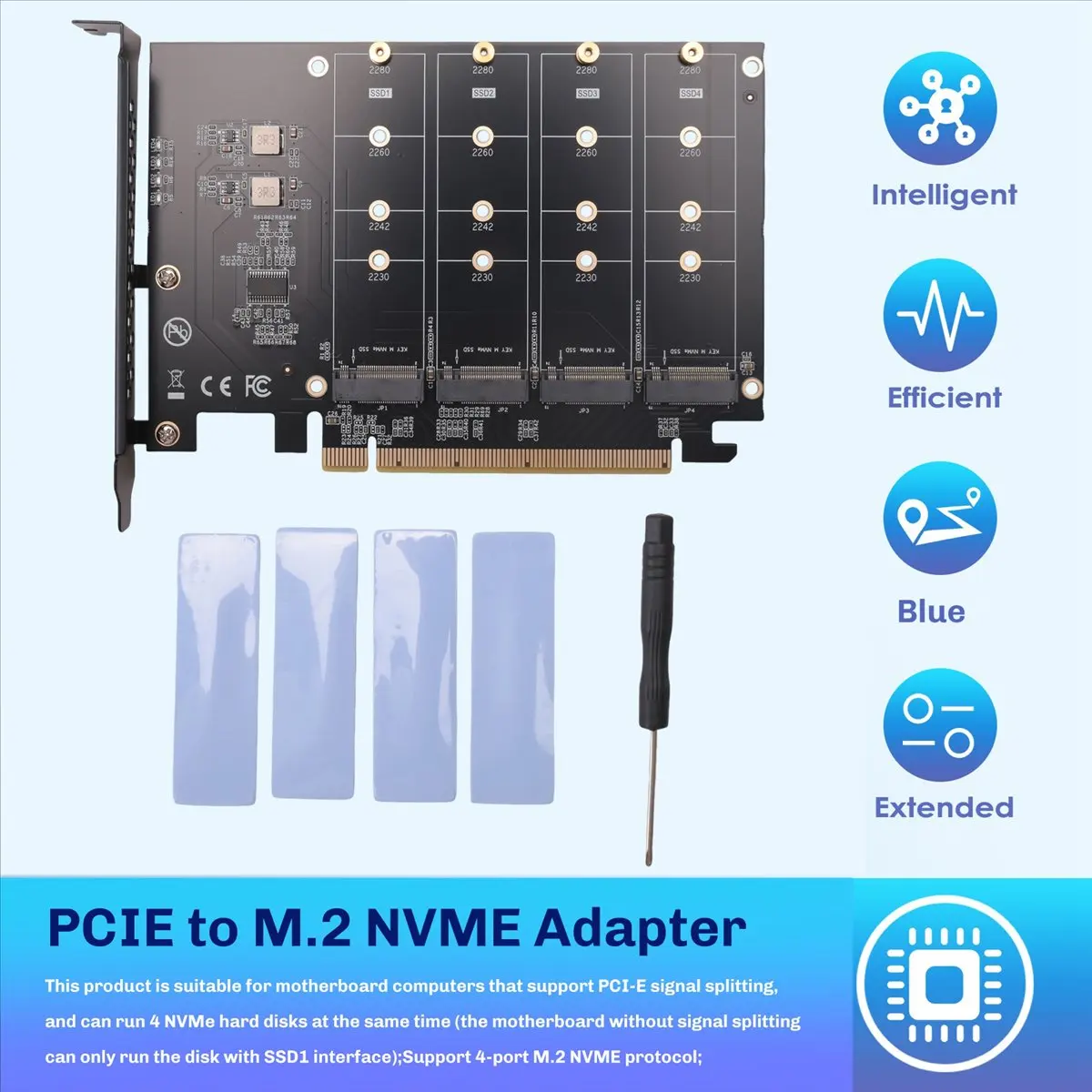 PCIE to M.2 NVME Adapter NVMe M.2 PCI Adapter 32Gbps PCI-E Card PCI X16 M Key SSD Computer Expansion