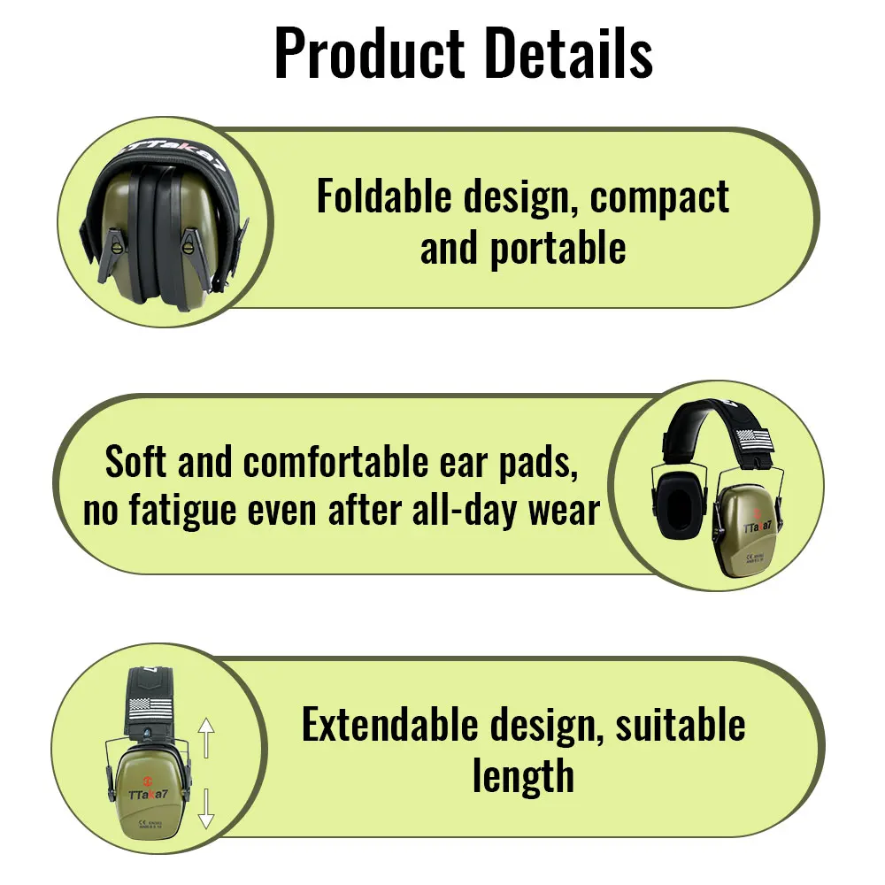 2025 New Outdoors Tactical Hunting Folding Ear Defenders Ear Protector Ear Muff Hearing Protection Soundproof For Shooting