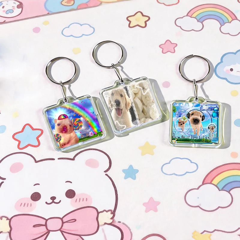 Creative Funny Frutiger Aero Dog Acrylic Keychain Handmade Hanging Clothes Backpack Decoration Accessories Gifts with Friends