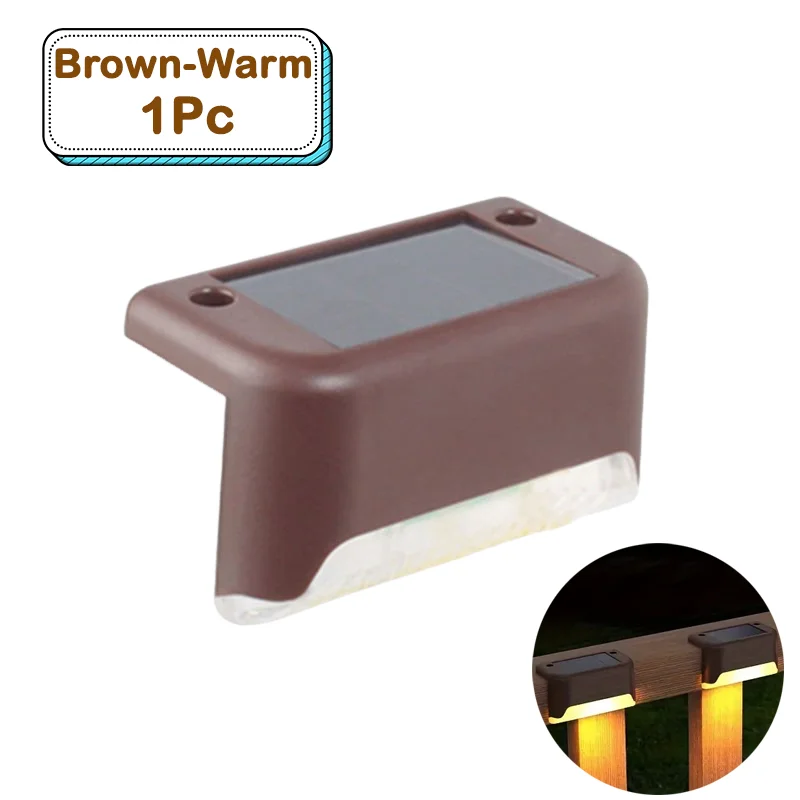 Outdoor Solar Step Lights Warm witte LED waterdichte trappadverlichting voor tuin terras hek balkon decoratie zonne-energie