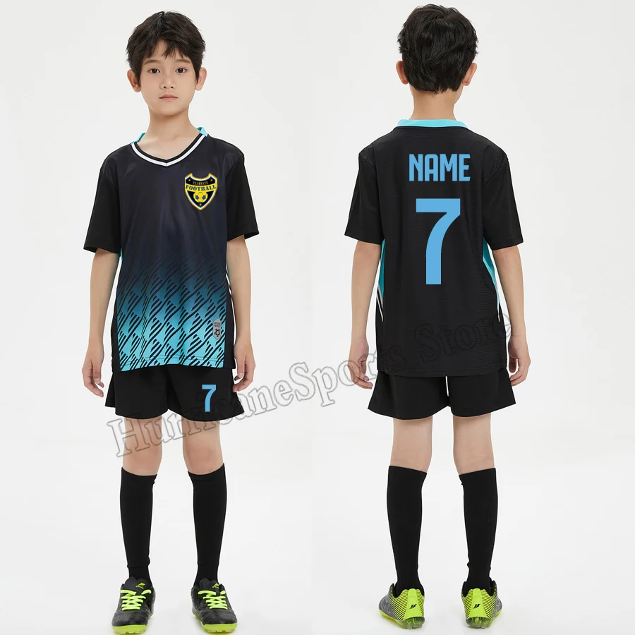 DIY Custom Kids Football Jersey Boy Soccer Jersey Set Polyester Soccer Uniform Breathable Football Uniform For Children 4XS-S