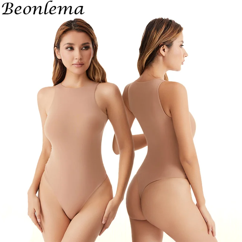 Beonlema-Body Sexy para mujer, entrenador de cintura, Control de barriga delgado, moldeador de cuerpo, Tops sin mangas, Tanga con entrepierna abierta sin costuras, ropa moldeadora
