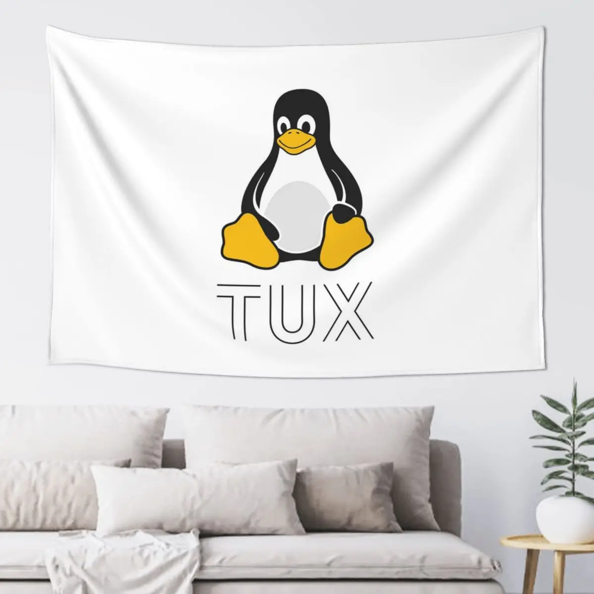 Tux Linux Tapestry Art Wall Hanging Aesthetic Home Decor Tapestries for Living Room Bedroom Dorm Room