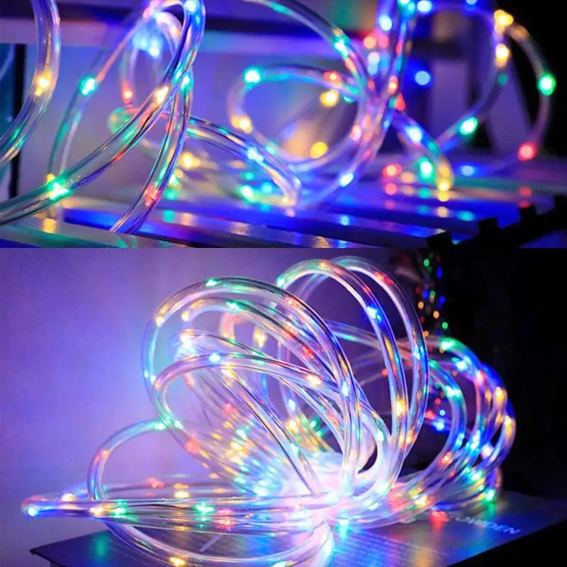 Solar LED Tube Rope Lights【10M 100LED】8 Modes IP65 Waterproof Outdoor Fairy String Light for Garden Yard Patio Christmas Party Decoration
