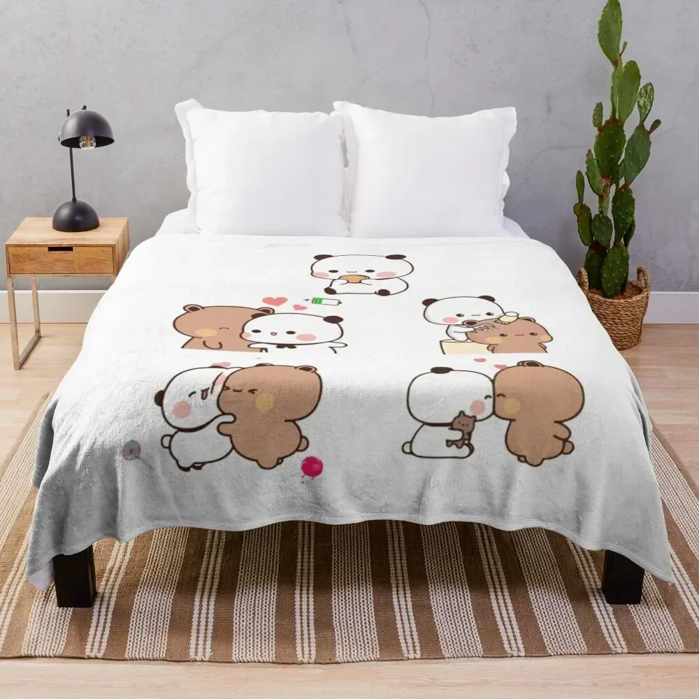 

Bear and Panda Bubu Dudu Balloon Throw Blanket Soft Comfort Blanket for Reading Watching TV