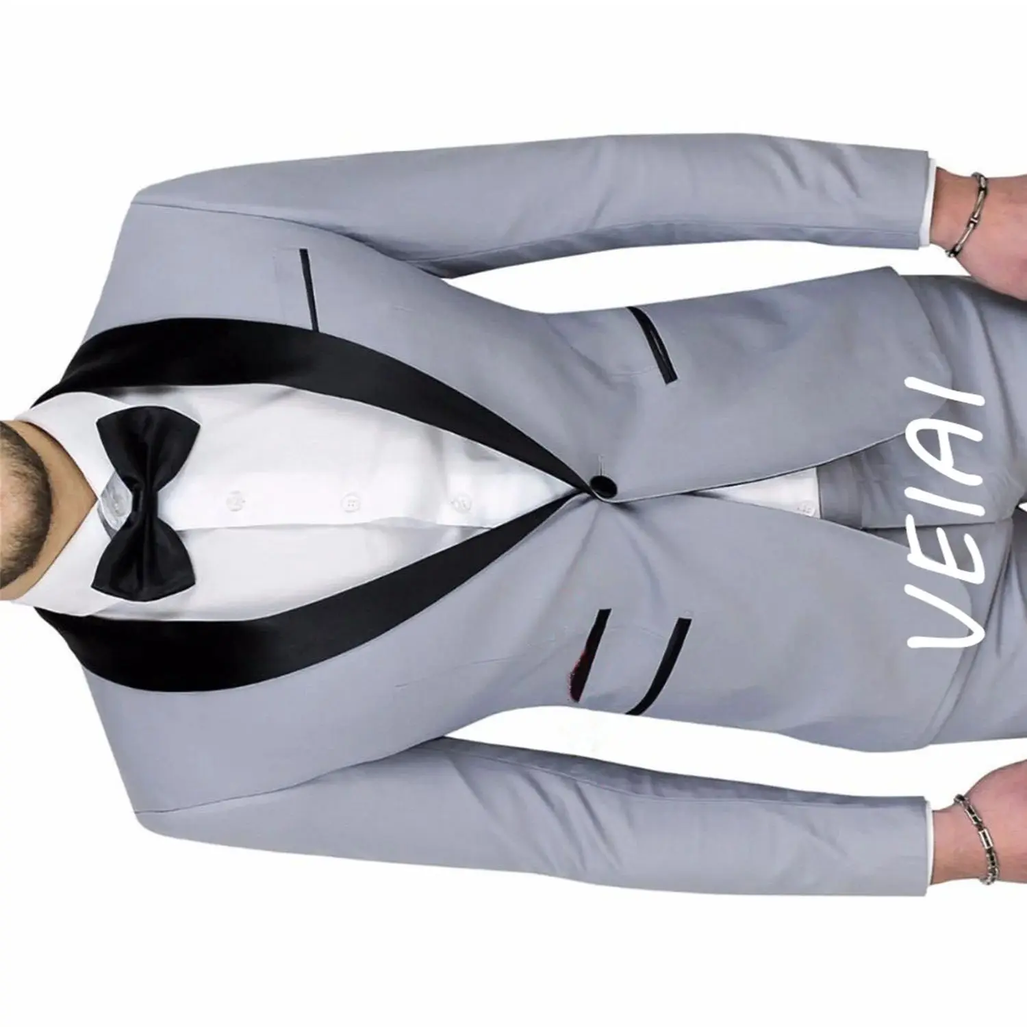 

Customized2 Pieces Terno Masculino Tailor Made Wedding Suits For Men Light Gray Groomsman Groom Tuxedos Prom Suits Jacket+Pants