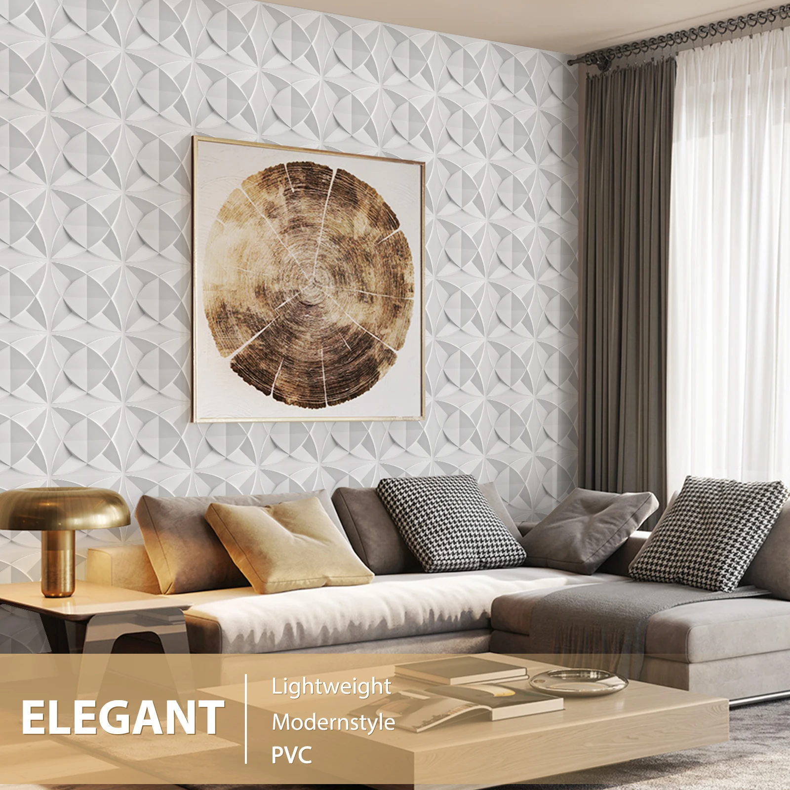 3D panels, polystyrene panels, ceiling panels, 3D wall panels, decorations, ceilings - Origami wall panelling, 30 x 30 cm, 3 mm