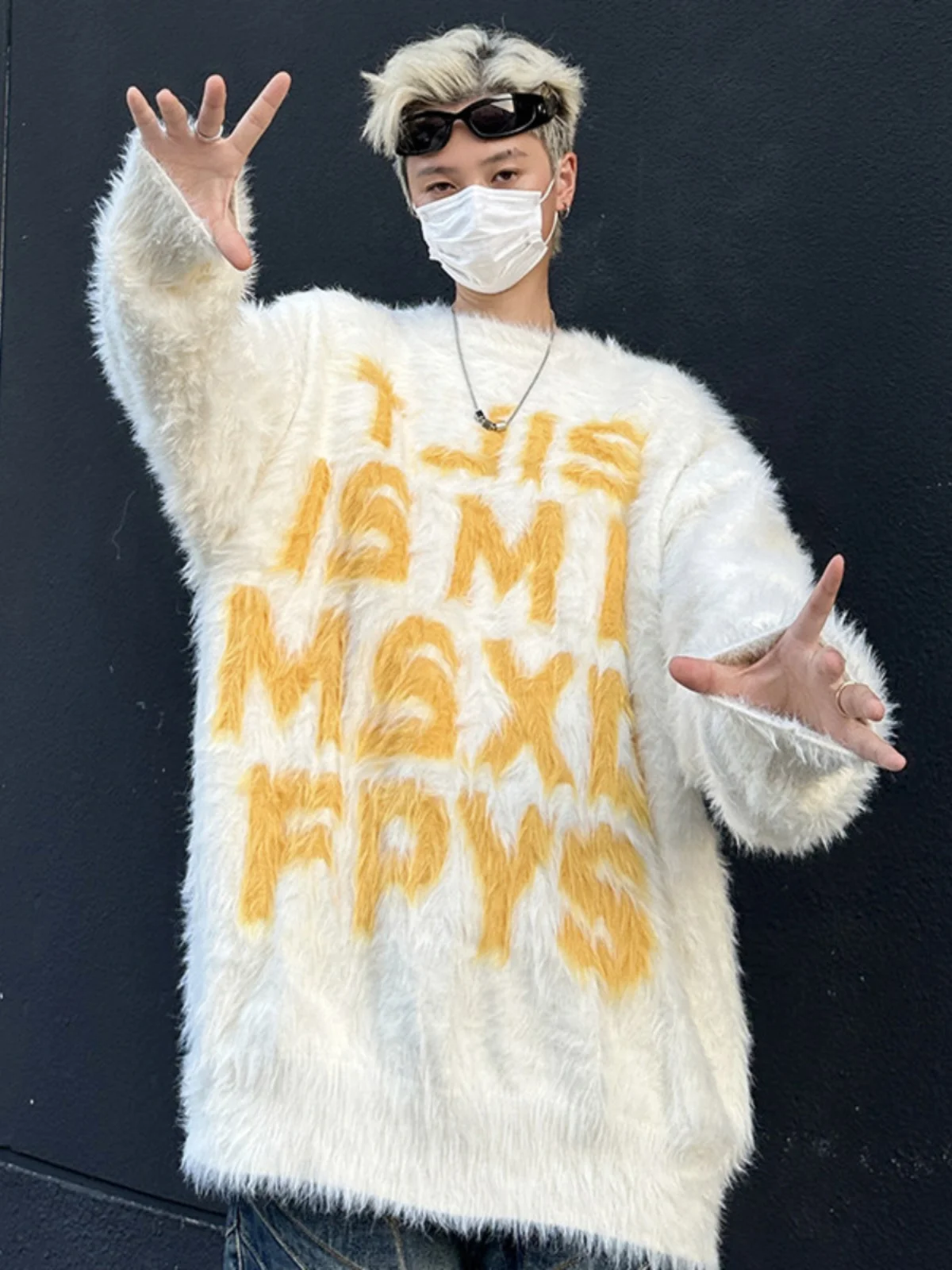 

American Sle Letter Print Mink Velvet Knit Sweater Men's Thiened Autumn Winter Outerwear Soft Lazy Sle Camere Knitwear