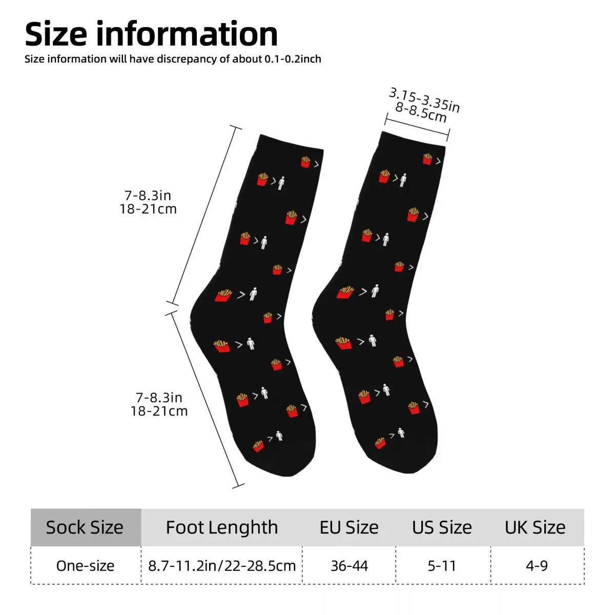 Funny Crazy Sock for Men Fries Are Better Than People Vintage Funny Food Quality Pattern Printed Crew Sock Novelty Gift