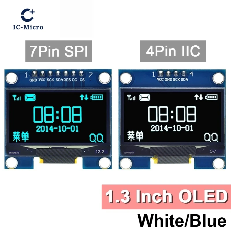 1.3 inch OLED module SPI/IIC I2C Communicate white/blue color 128X64 1.3 inch OLED LCD LED Display Module 1.3