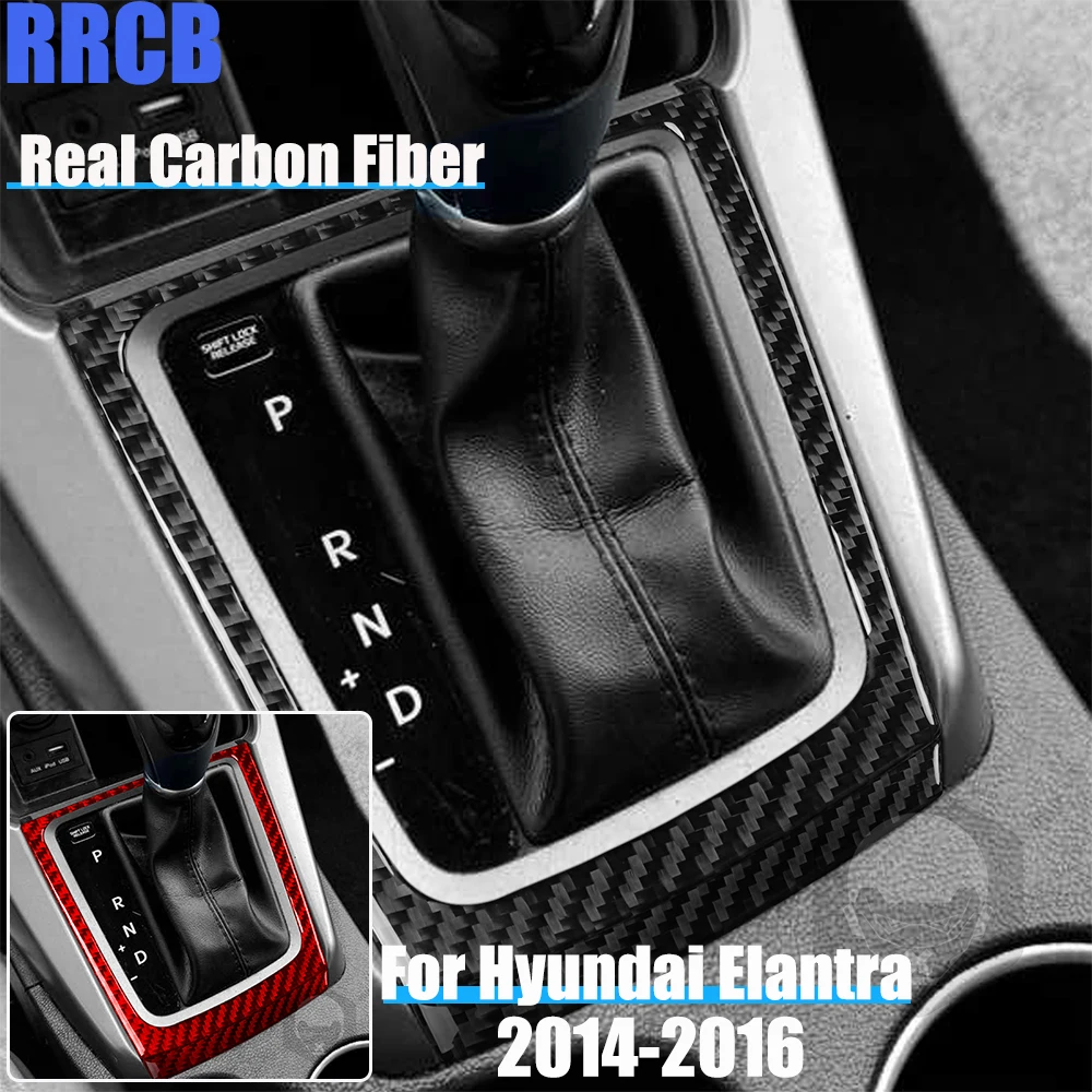 

Real Carbon Fiber Car Accessories Gear Shift Frame Decorative Trim Soft Cover Sticker For Hyundai Elantra 2014 2015 2016