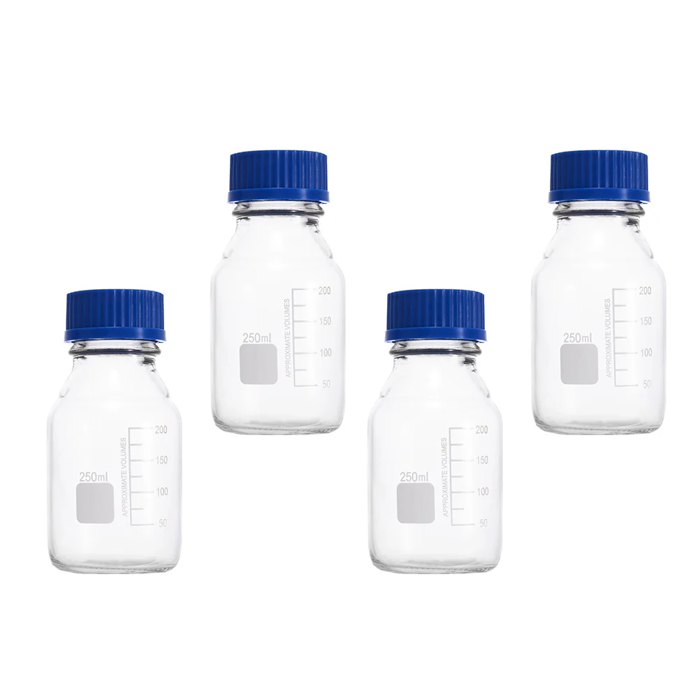 4Pcs Reagent Vials Premium Clear Glass Sample Bottles Lids Sealing Transparent Laboratory Bottles Experiment Storage