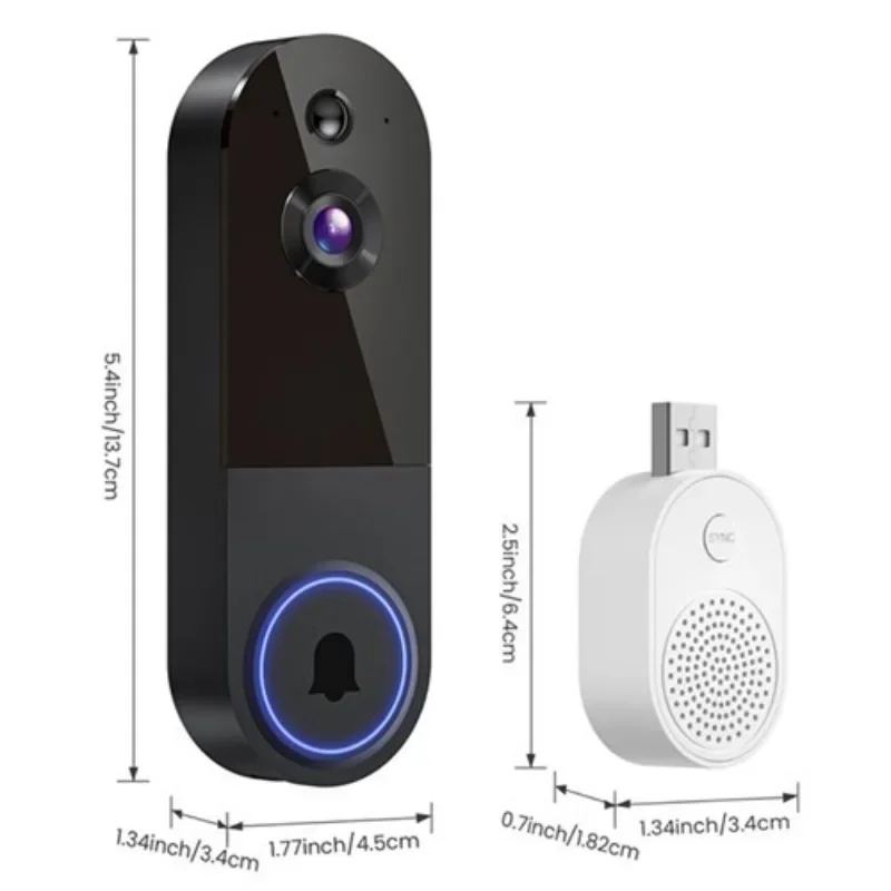 Wireless Video Doorbell, Smart Home Visual Intercom, Outdoor HD Security Camera with Night Vision Two Way Audio Motion Detection