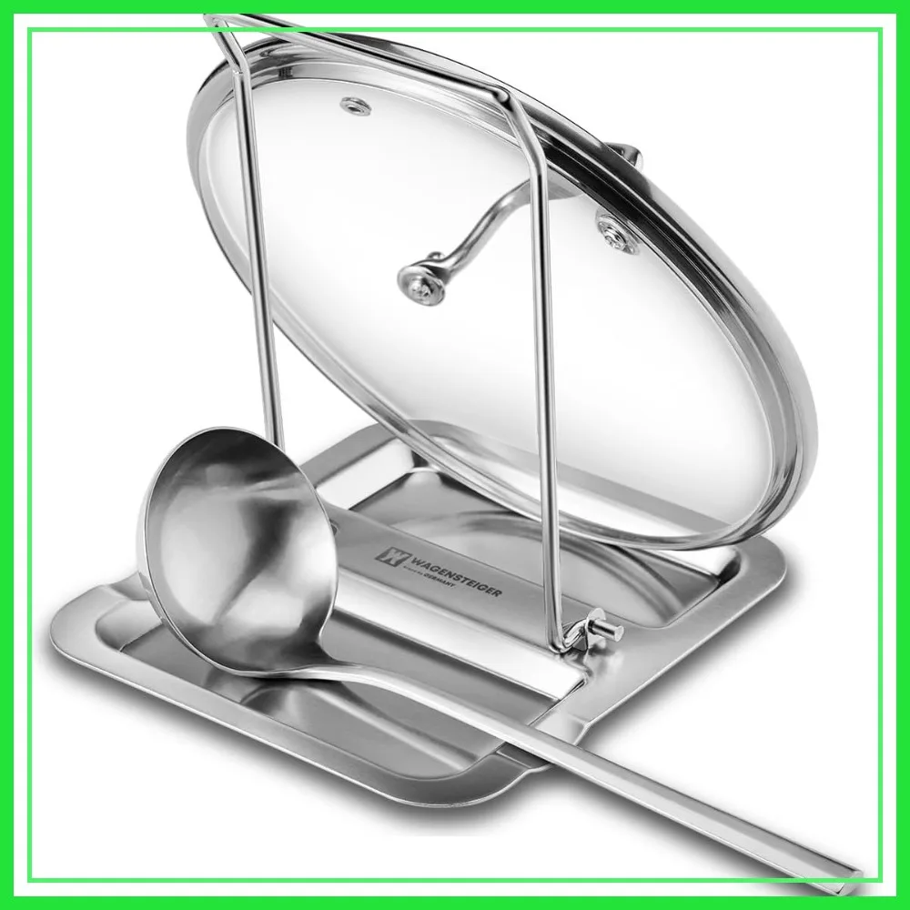 

Foldable Stainless Steel Pot Lid Rest, Ladle Holder, Multifunctional Kitchen Organizer, Dishcloth Rack, Cooking Utensil Holder