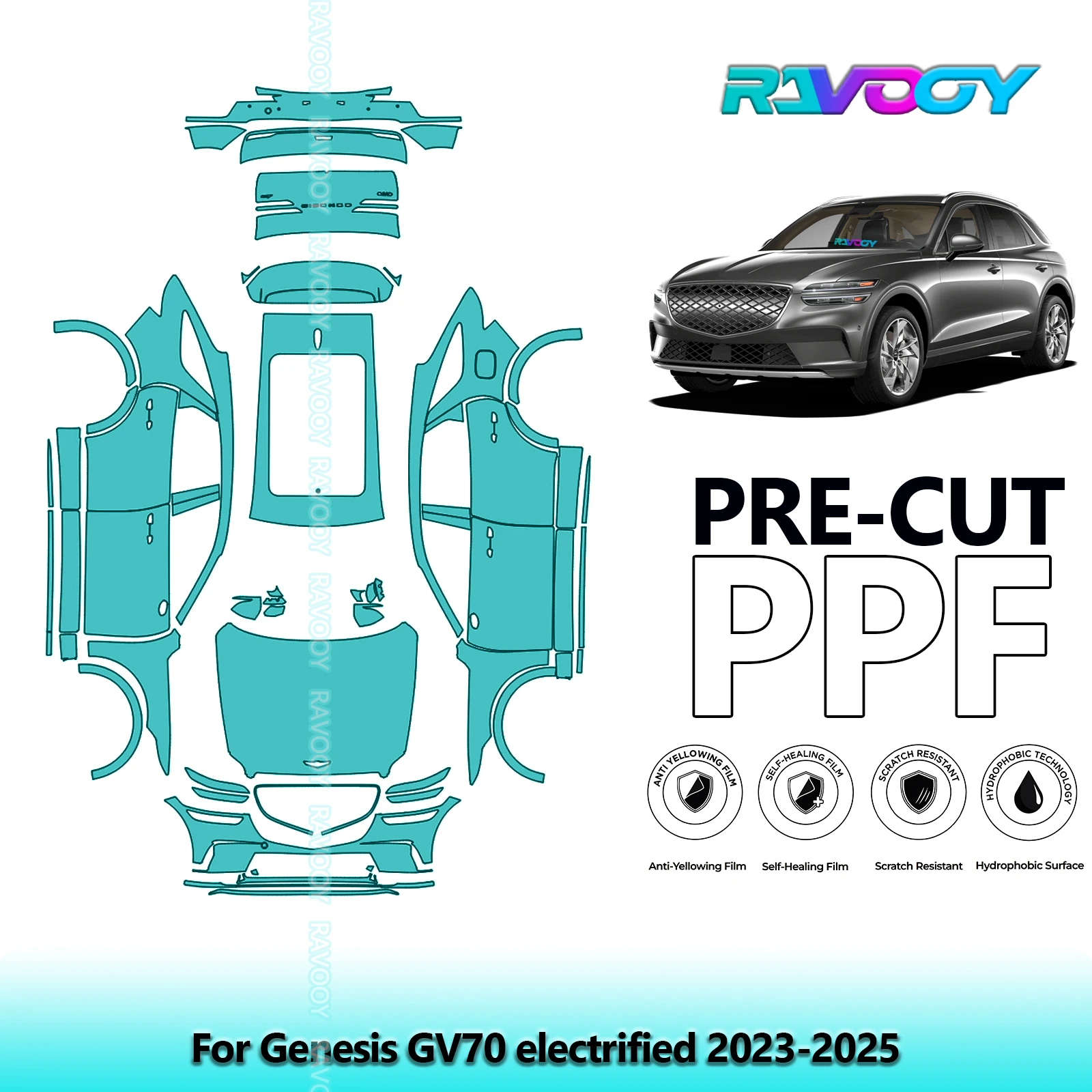 

Car Precut PPF Paint Protection Film Full Vehicle For Genesis GV70 electrified 2023-2025