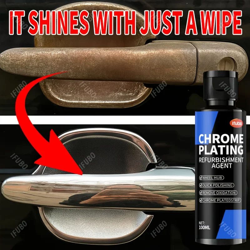 IFUBO Chrome Repair Paste For Car Door Handles Window Trim Badges Oxidation Removal Metal Polishing Shine Restorer 100ML