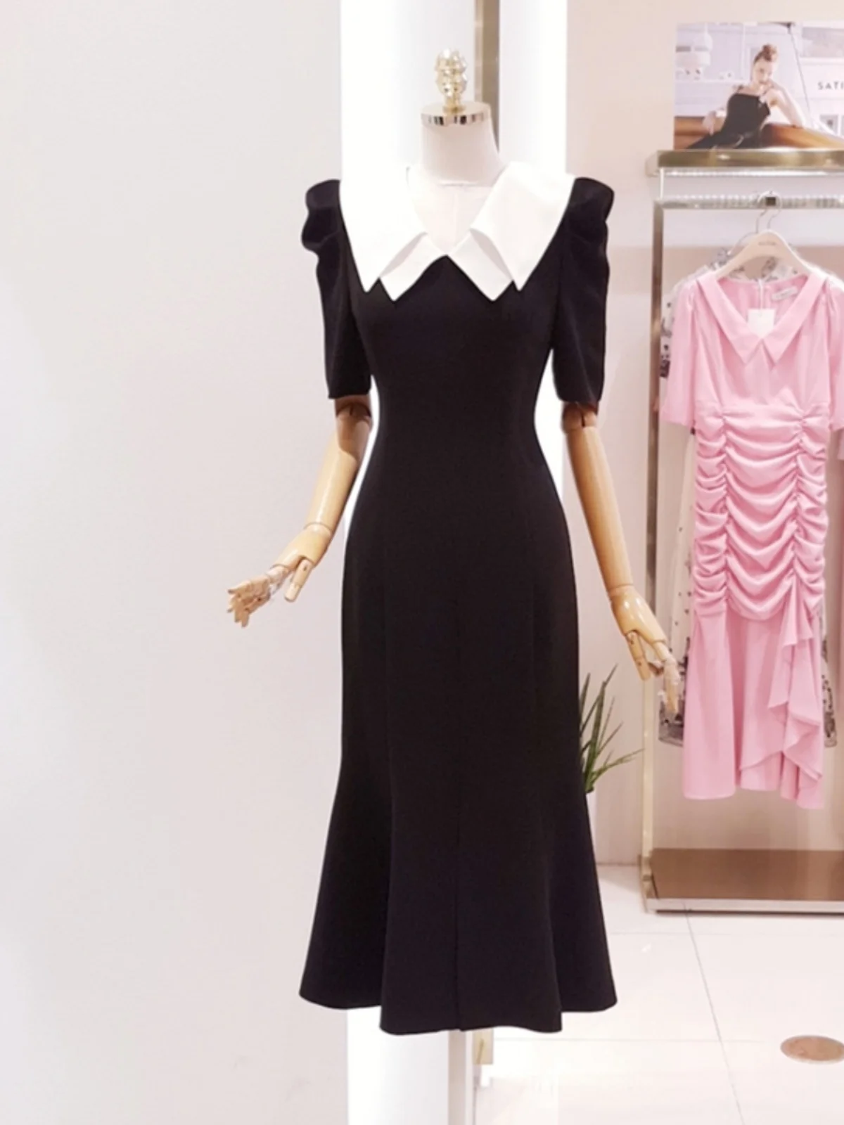 2025 صيف جديد Faion Commute طبقة مزدوجة طوق فقاعة ort Sve Ele التخسيس حورية البحر ذيل Dr منتصف طول ألف خط... #4