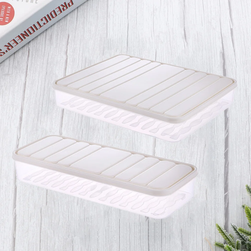

2Pcs Dumpling Storage Box Sealed Transparent Food Containers for Kitchen Refrigerator Organizer Stackable Vegetable Meat Keeper