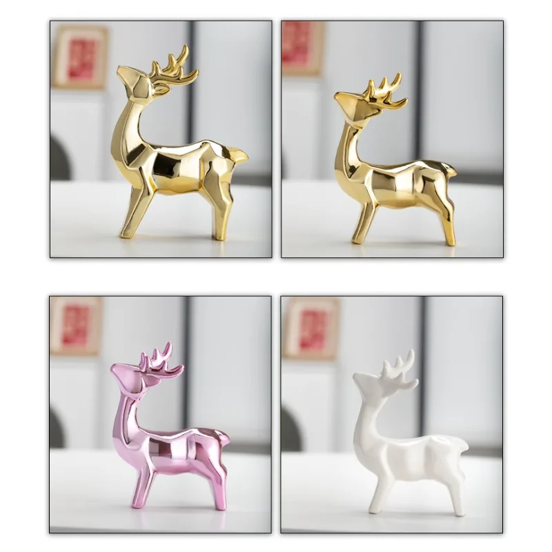 

Light luxury ceramic deer white porcelain bookshelf, study, living room Christmas ceramic decorations, gifts