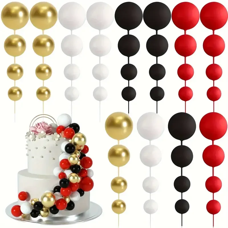 Cupcake Accessories Ball Cake Picks Colorful Pearl Ball-Shaped Toppers Decorative Inserts for Birthday Wedding Party Decorations