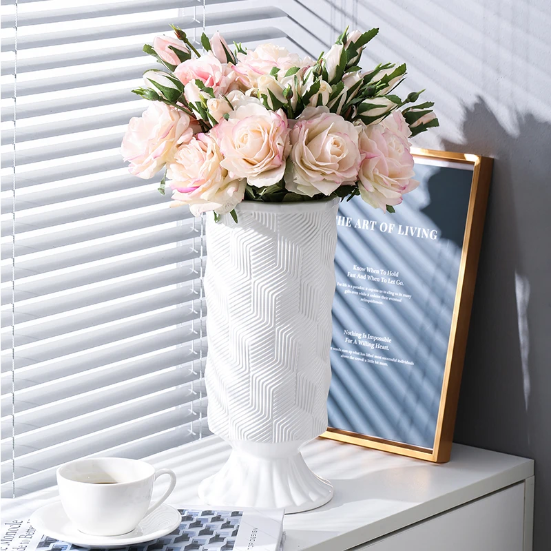 European-style Ceramic Vase Cylindrical Hydroponic Flowers Plant Potted Room Decoration