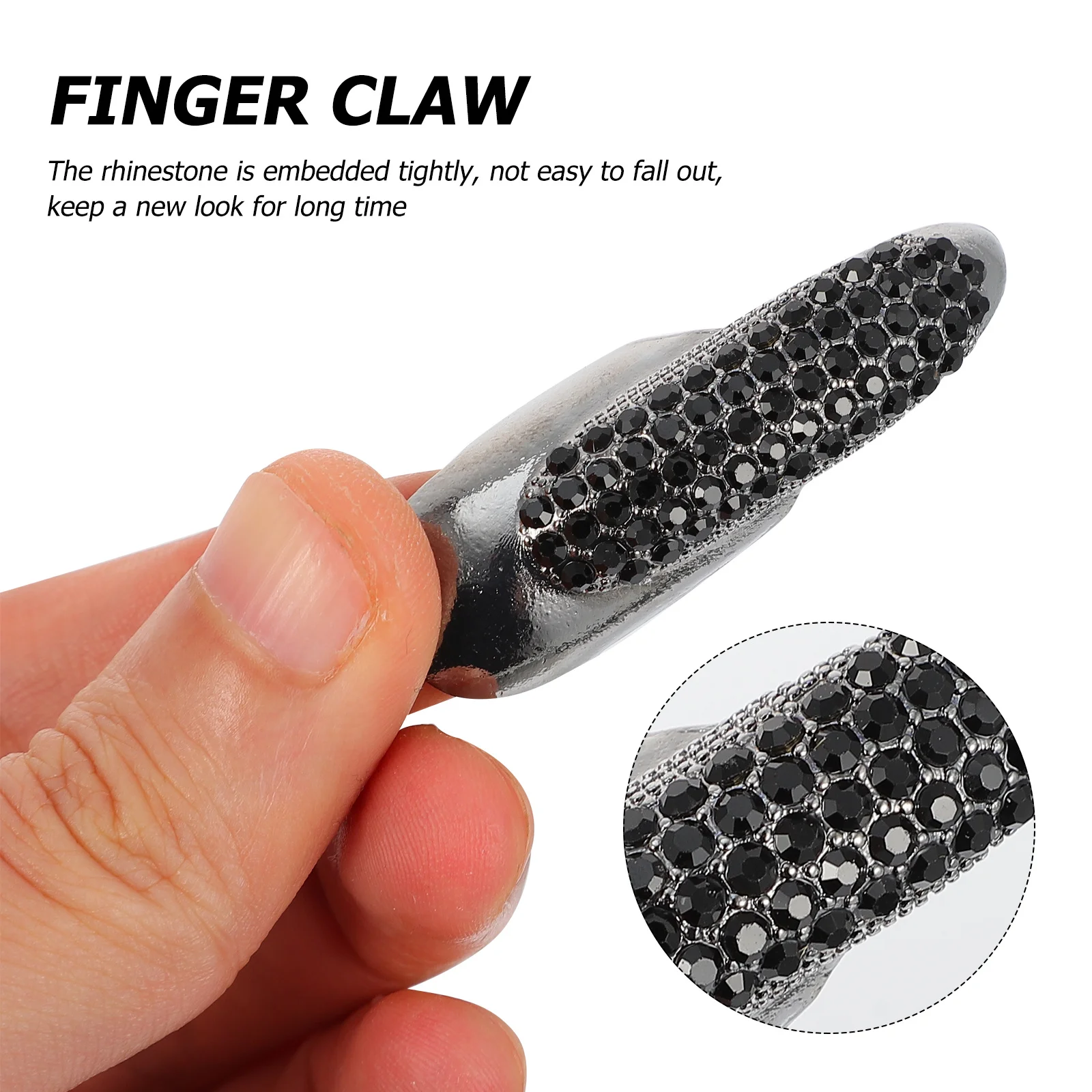 10 szt. Pierścieni na paznokcie w kształcie kocich pazurów z cyrkoniami, gotyckie punkowe pierścienie na paznokcie, akcesoria na Halloween i imprezy kostiumowe