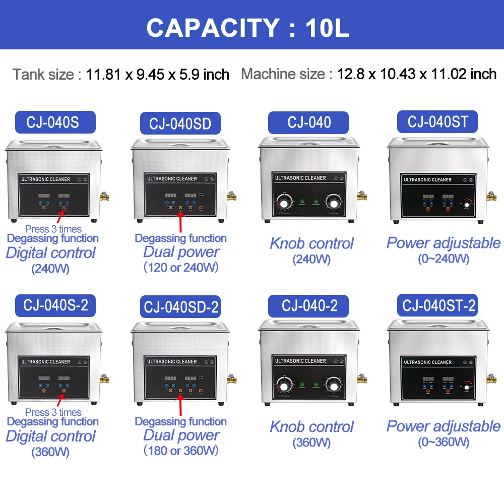 10L Ultrasonic Cleaner 240w 220v Heated Ultrasonic Bath With Timer 40kHz Ultrasound Cleaning Machine for Dental Jewelry Parts