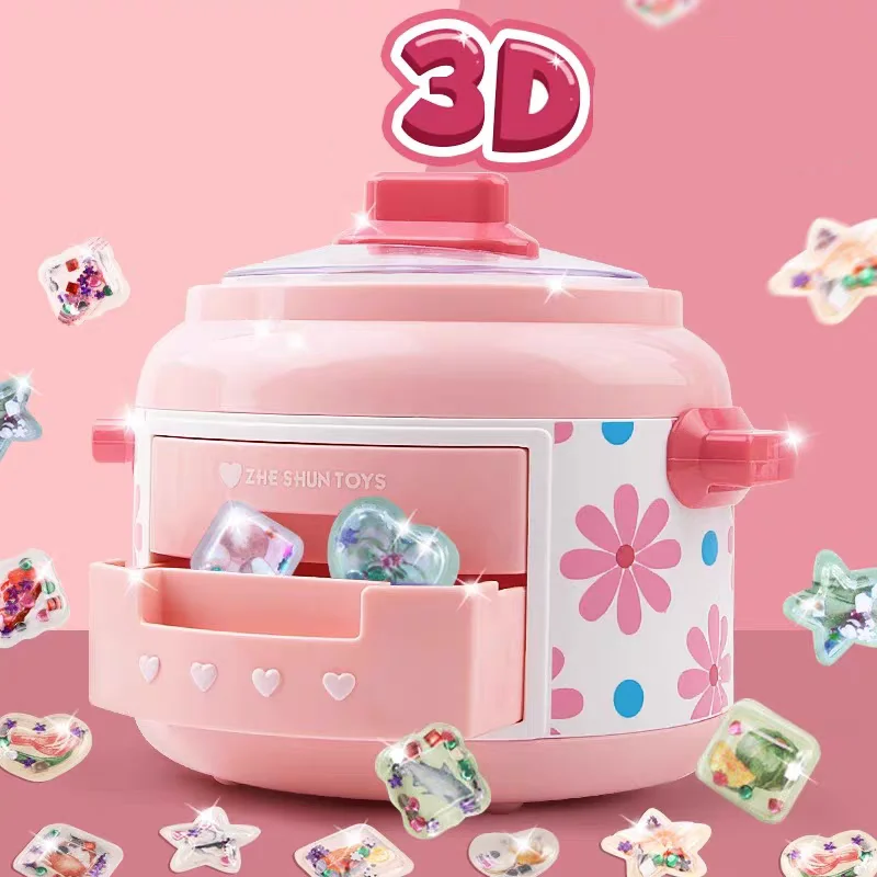 24Pcs Creative 3D Magic DIY Sticker Machine Rice Cooker Handmade Craft Kit for Girls Kids Hand Made Toys Educational Fun Childre