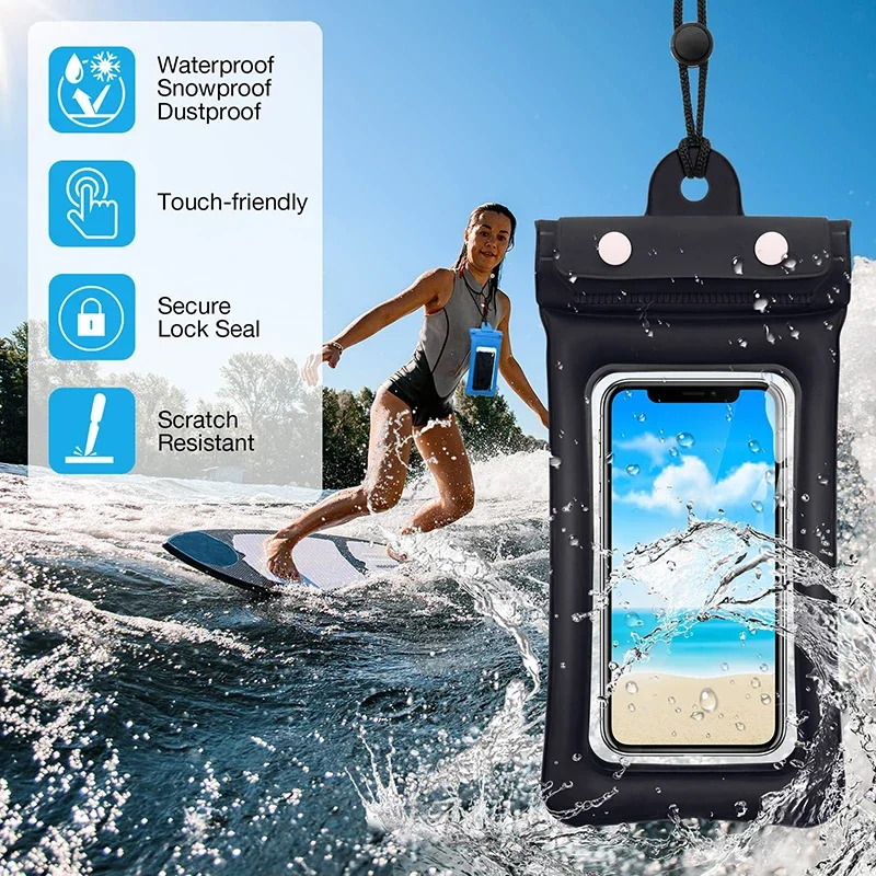 IPX8 Waterproof Phone Cases For iPhone 15 14 13 12 11 Pro Max Samsung A54 S23 Ultra Redmi Note 12 Floating Airbag Swim Bag Cover