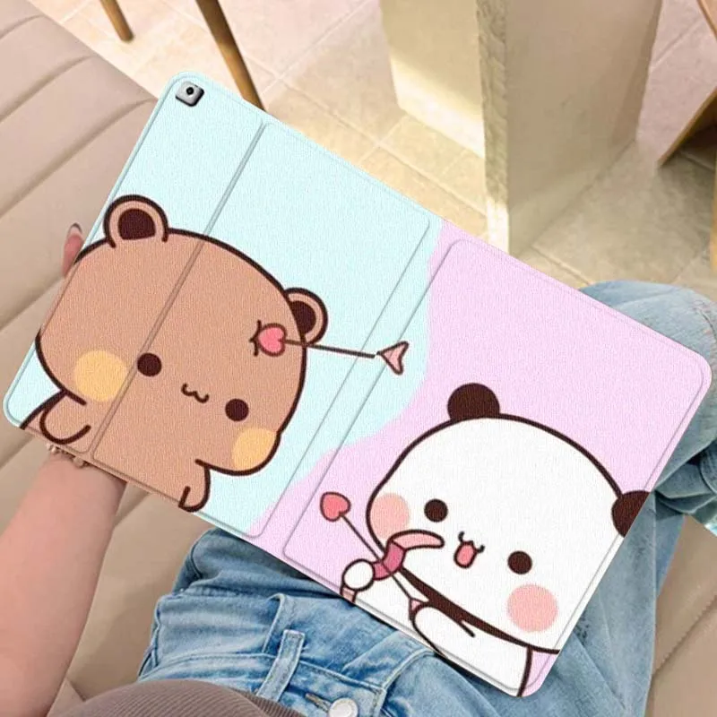 

Cute Panda Cupid Arrow For iPad Pro Air Mini 2 3 4 5 6 7 6th 7th 10th 11th 10.2 9.7 10.5 11 Foldable Tablet Case Gift